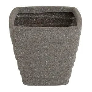 Charles Bentley Pair of Trojan Square Granite Planters (Dia. 33cm) Grey Plastic