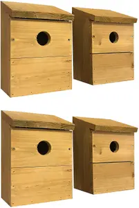 Wooden Multi-Hole Wild Bird Classic Nest Birdhouse Boxes (Set of 4)