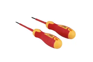 Laser Tools 8387 2pc VDE 1000V Insulated Screwdriver Set PH0 x 60mm / Flat 2.5 x 75mm