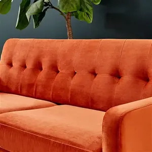 Clarence 2-Seater Sofa Burnt Orange Velvet, Two-Seater Orange Fabric Sofa - Daals - Sofas