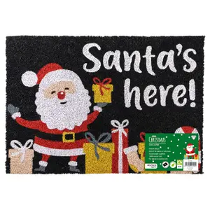 JVL Latex Christmas Coir Door Mats - 40 x 58cm - Santa