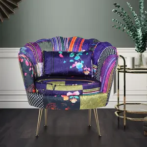 Fabric Patchwork Daisy Accent Chair