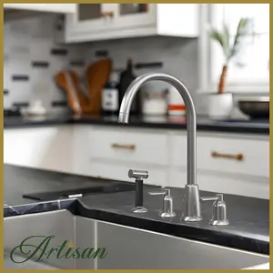 Artisan Kensington 3 Hole Traditional Kitchen Mixer Tap With Hand Spray - Pewter