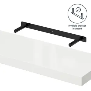 GoodHome Cusko Gloss white Rectangular Floating shelf (L)80cm x (D)23.5cm