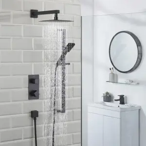 Bristan Noctis Matt Black Recessed Thermostatic Mixer Multi head shower