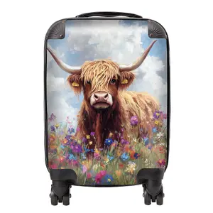 Highland Cow In A Summer Meadow Suitcase - Mini Cabin