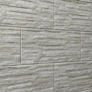 Shaded slate Grey Matt Split Face Porcelain Indoor Wall Tile Sample