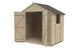 Forest Garden Overlap 7x5 ft Apex Wooden Pressure treated 2 door Shed with floor & 1 window