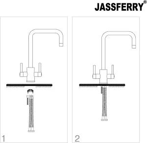 JASSFERRY Kitchen Mixer Tap Cuboid Monobloc Two Lever U-style Swivel Spout