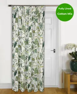 Home Curtains Kensington Fully Lined Botanical 45w x 84d" (114x213cm) Green Door Curtain (1)