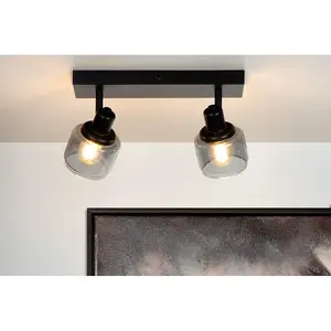 Lucide Bjorn Classic Twin Ceiling Spotlight - 2xE14 - Black