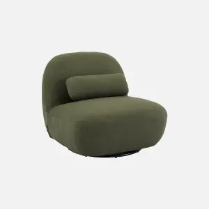 sweeek. Textured terry swivel armchair Spino Khaki 85x85x75 cm