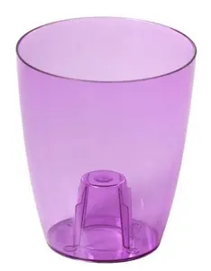 Plant Orchid Pot Plastic 3 Colours Gloss Oval Planter Transparent Clear 13 cm Purple