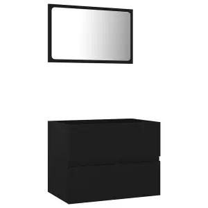 Berkfield 2 Piece Bathroom Furniture Set Black Engineered Wood