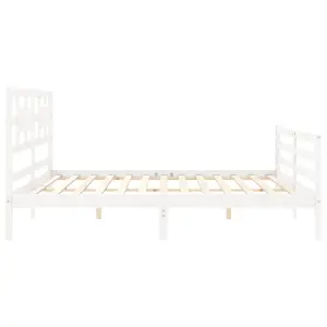 Berkfield Bed Frame with Headboard White Super King Size Solid Wood