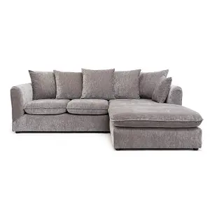 Lucas Water Repellent Velvet Chenille Right Facing Corner Sofa in Grey