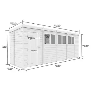 DIY Sheds 18x5 Pent Shed - Single Door With Windows