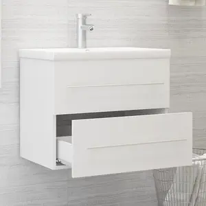 Berkfield Sink Cabinet with Built-in Basin White Engineered Wood