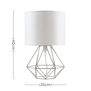 Butera 40Cm Table Lamp Set (Set of 2) Chrome Base/White Shade / Yes