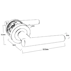 Door Handles T Bar Straight Lever on Rose Latch - Chrome 125mm