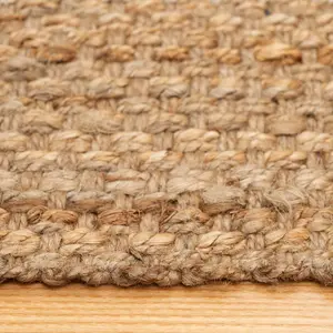 Natural Brown Woven Jute Area Rug 80x150cm