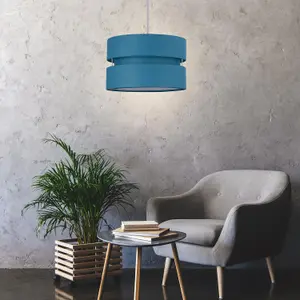 First Choice Lighting Teal Layered Easy Fit Drum Light Shade