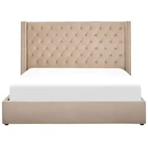 Velvet EU King Size Ottoman Bed Beige LUBBON