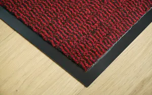 Heavy Duty Indoor & Outdoor Rubber Non-Slip Absorbent Barrier Mat - Red 60 x 80 cm