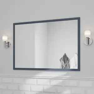 GoodHome Perma Blue Rectangular Wall-mounted Bathroom Mirror (H)70cm (W)100cm