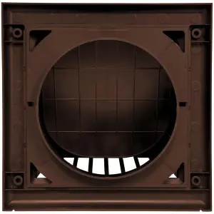 Brown Gravity Flap for 125 mm / 5" Round Wall Outlet - Ventilation Duct Cover with Non-Return Shutters and Rear Spigot