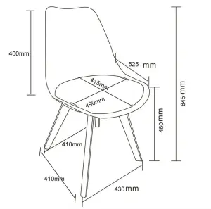 4x SL Modern Orange Tulip Dining Chairs Padded Seat with Wood Legs Modern Home Kitchen