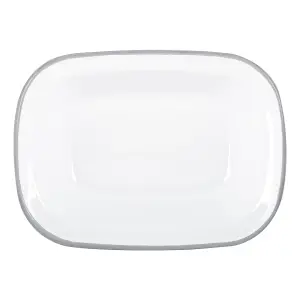 Argon Tableware - White Enamel Pie Dish - 25.5cm - Grey