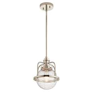 Luminosa Kichler Triocent Globe Pendant Ceiling Light Polished Nickel, IP44