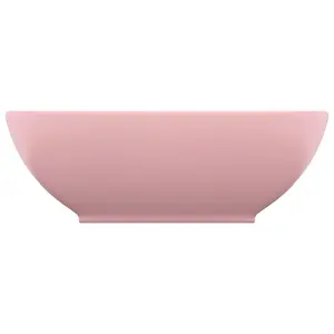 Berkfield Luxury Basin Oval-shaped Matt Pink 40x33 cm Ceramic