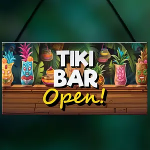 RED OCEAN Tiki Bar OPEN Hanging Garden Bar Pub Plaque Cocktails Beach Decoration Sign Friendship Gift