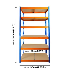 2 Bays of 6 Tier Extra Heavy Duty Storage Racking 1800h x 900w x 450d mm 300kg