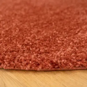 Soft Value Orange Terracotta Shaggy Area Rug 135x135cm