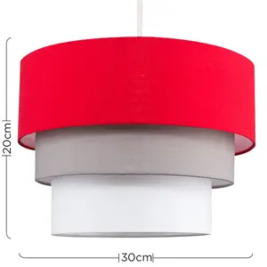 ValueLights Aztec 3 Tier Modern Red Fabric Ceiling Pendant Light Shade