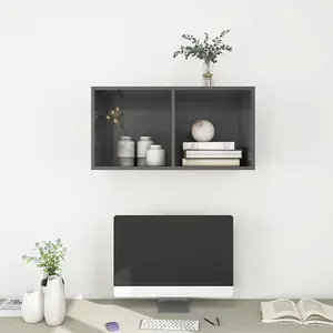 Berkfield Wall-mounted TV Cabinet High Gloss Grey 37x37x72 cm Engineered Wood