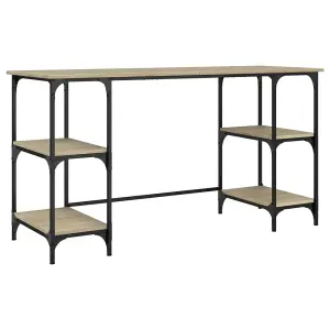 Berkfield Desk Sonoma Oak 140x50x75 cm Metal and Engineered Wood