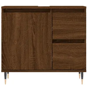 Berkfield Bathroom Cabinet Brown Oak 65x33x60 cm Engineered Wood