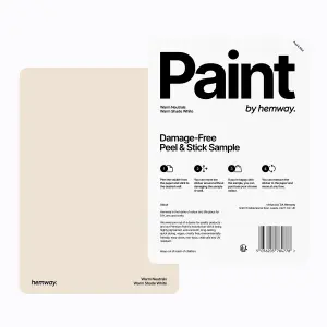 Hemway Chalk Paint Matt A5 Sample, Warm Shade White, Peel & Stick Swatch For Interior Walls Wood