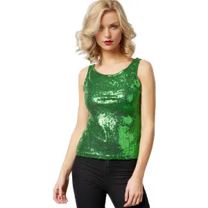 Sleeveless Sequin Top - women's - green S