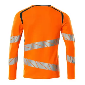 Mascot Accelerate Safe Modern Fit Long-Sleeved T-shirt (Hi-Vis Orange/Dark Petroleum)  (XXXX Large)