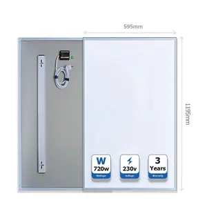 120 x 60 cm Heating Panel, 720W Infrared Heating Panel, IP24, White Body with WiFi Thermostat, APP & Voice Control