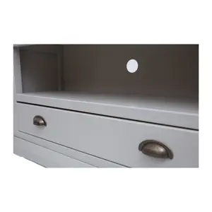 Loreo Light Grey 1 Drawer TV Cabinet Brass Cup Handle