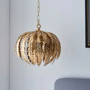 Damita Gold Leaf Decorative Floral 1 Light Ceiling Pendant