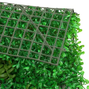 Artificial Green Grass Panel Backdrop, 60cm x 40cm, With Flowers