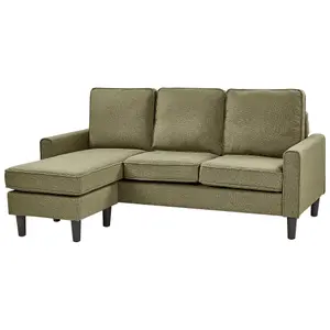 3 Seater Fabric Sofa with Ottoman Green AVESTA