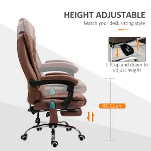 Vinsetto Heated 6 Points Vibration Massage Executive Office Adjustable Swivel Ergonomic High Back Desk Chair Recline Brown